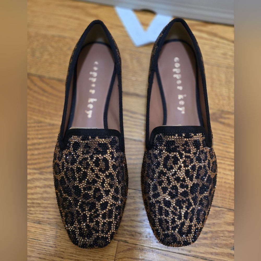 Copper Key Women's Leopard Print Loafers - Black and Brown Size 6.5 - Picture 2 of 4